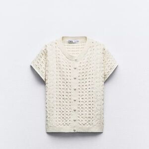 Zara open knit romantic top